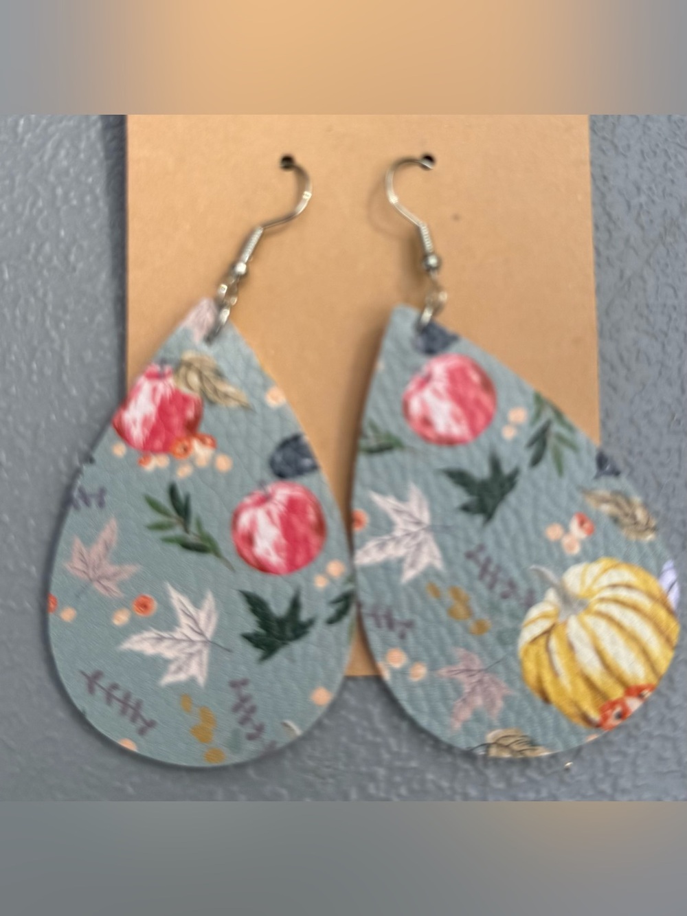 Faux Leather Dangle Earrings Halloween Fall Pumpkins